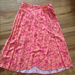 J. Crew Pink and Orange Floral faux wrap Skirt
